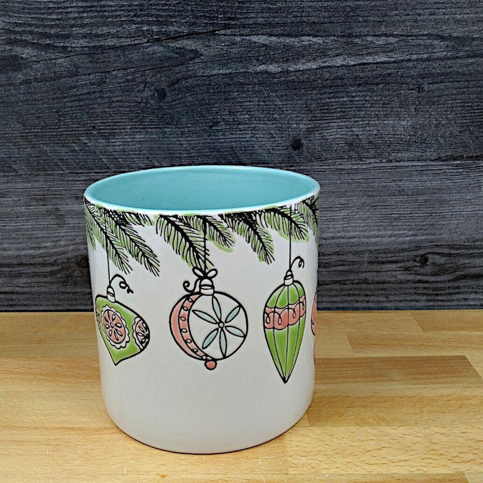 Retro Ornament Holiday Canister 5" Decorative Christmas Jar Blue Sky Clayworks