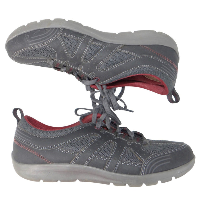 Rockport Walking Sneakers Womens 7.5 Charcoal Grey Burgundy Low Top Shoe0