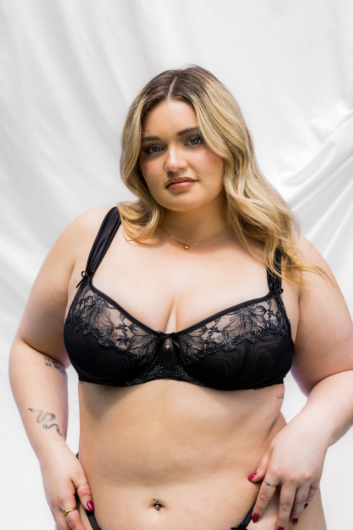 LILUNDERWEAR Rosalina Balconnet Noir - balconnet vue de face