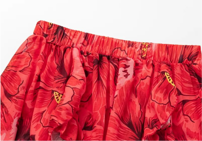 Rosavia Umbrella Swimsuit Skirt - Red