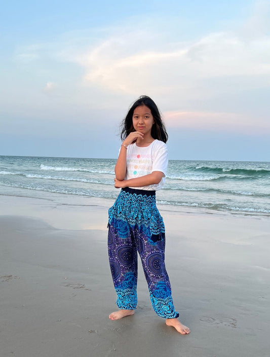 Rose Circle Kids Boho Harem Pants - Lannaclothesdesign Shop