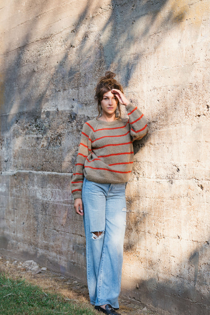 Roslin Wool Pullover in Beige and Orange