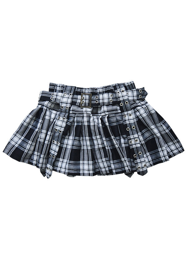 Royal Road Punk Rock Black Tartan Pleated Skirt