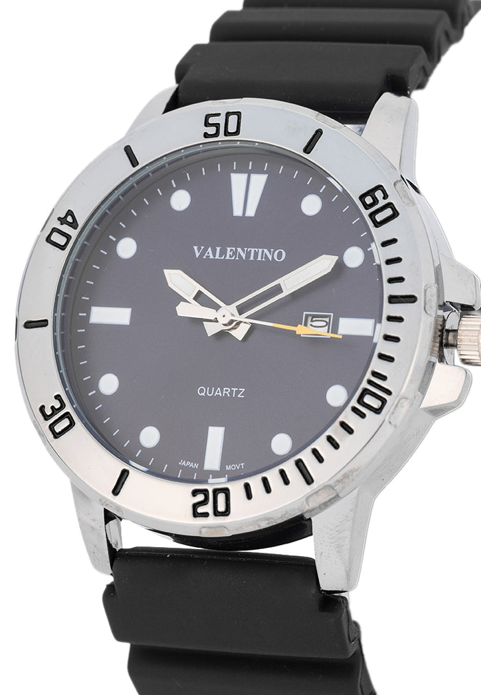 Valentino Rubber Strap Analog Watch for Men 20122530-BLK STRAP-BLUE DIAL-Watch Portal Philippines