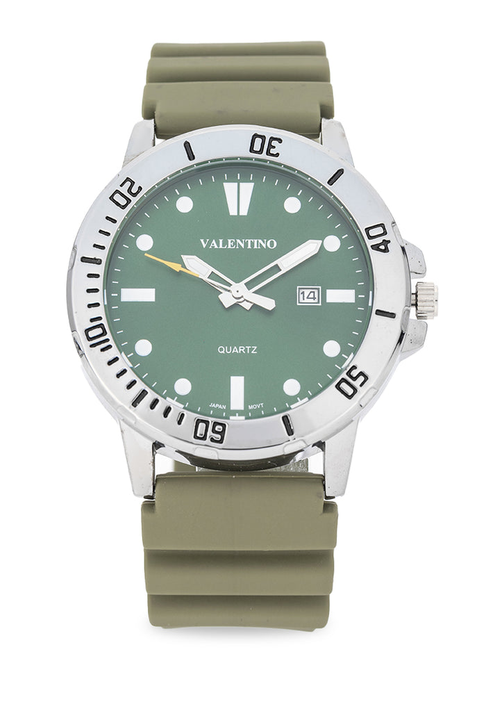 Valentino Rubber Strap Analog Watch for Men 20122530-GRN STRAP-GREEN DIAL-Watch Portal Philippines