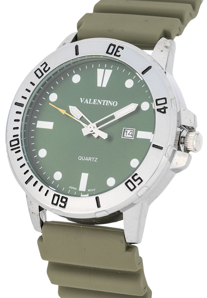 Valentino Rubber Strap Analog Watch for Men 20122530-GRN STRAP-GREEN DIAL-Watch Portal Philippines
