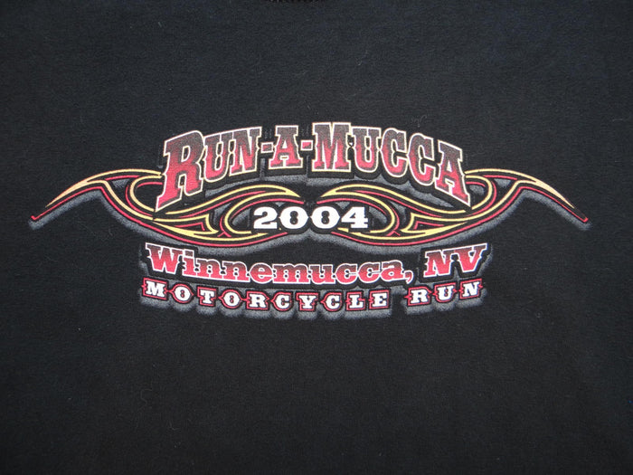 Run A Mucca 2004 Motorcycle Run Black Graphic T Shirt2
