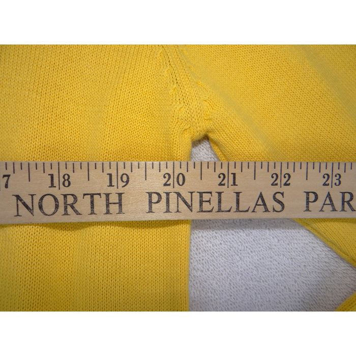 Sadimara Yellow Cotton Tunic Sweater Striped Pockets Gold Buttons Vintage LG2