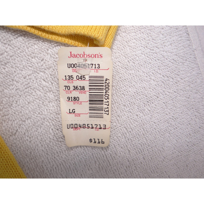 Sadimara Yellow Cotton Tunic Sweater Striped Pockets Gold Buttons Vintage LG3