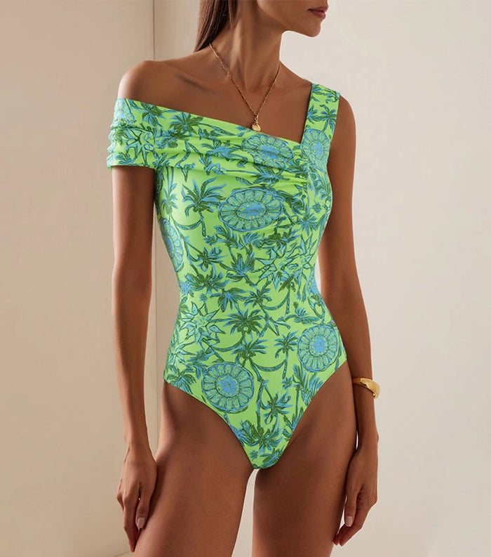 Sage Coast Off-Shoulder Swimsuit - Green