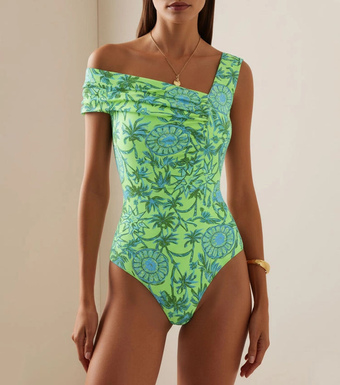 Sage Coast Off-Shoulder Swimsuit - Green