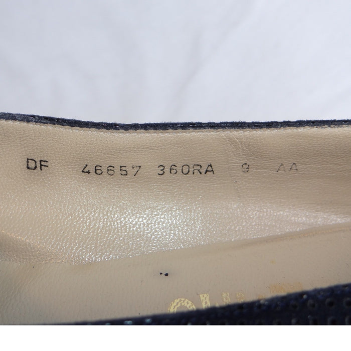 Salvatore Ferragamo Navy Suede Cap Toe Block Heel Pumps Shoes Womens Size 9 AA7