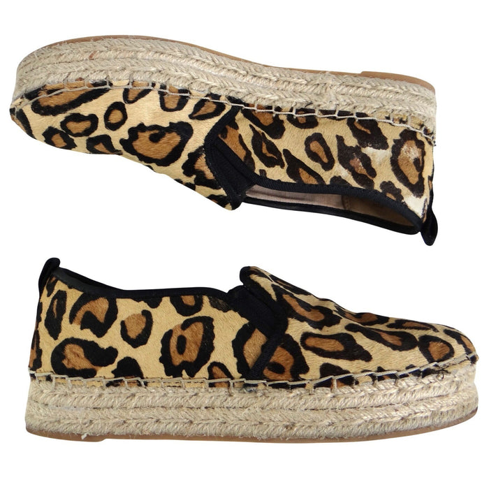 Sam Edelman Women Leopard Print Calf Hair Platform Espadrille Slip On Shoes 80