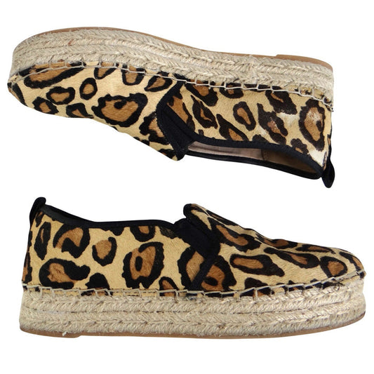 Sam Edelman Women Leopard Print Calf Hair Platform Espadrille Slip On Shoes 80