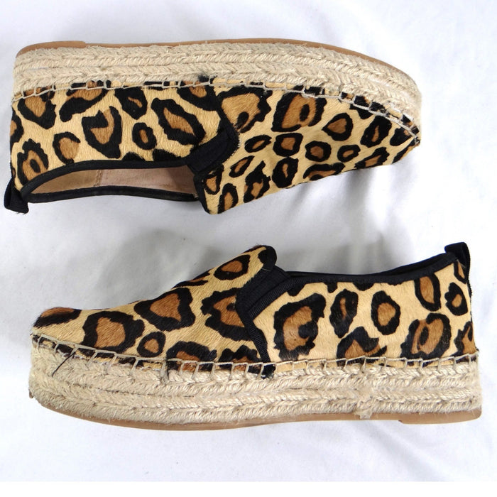Sam Edelman Women Leopard Print Calf Hair Platform Espadrille Slip On Shoes 81