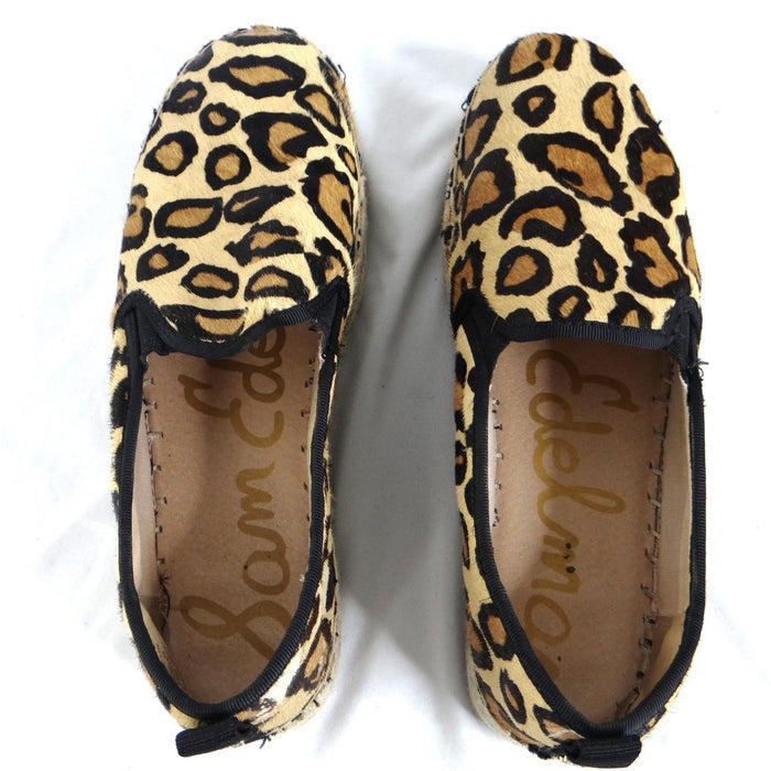 Sam Edelman Women Leopard Print Calf Hair Platform Espadrille Slip On Shoes 86