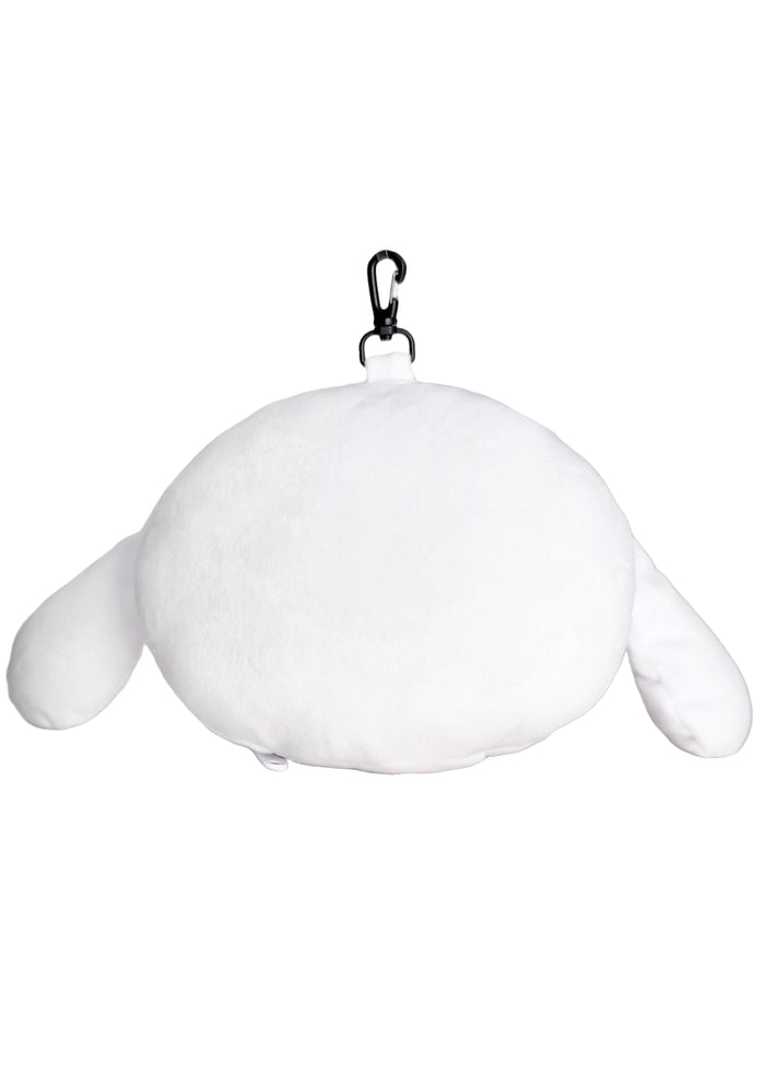 Sanrio Cinnamoroll Big Face Plush Travel Pillow in white with full-front Cinnamoroll face on soft plush travel neck pillow — back view