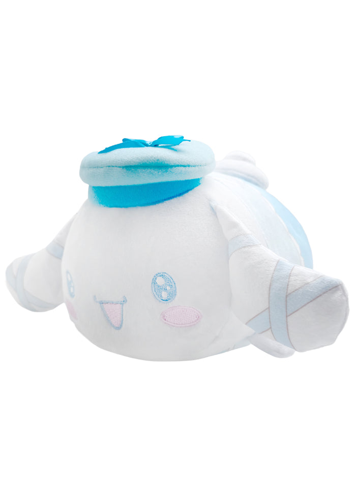 Sanrio Cinnamoroll Potekoro Mascot Lolita Plush Doll (M) in multi with Cinnamoroll in lolita dress costume on medium soft potekoro plush doll — front view