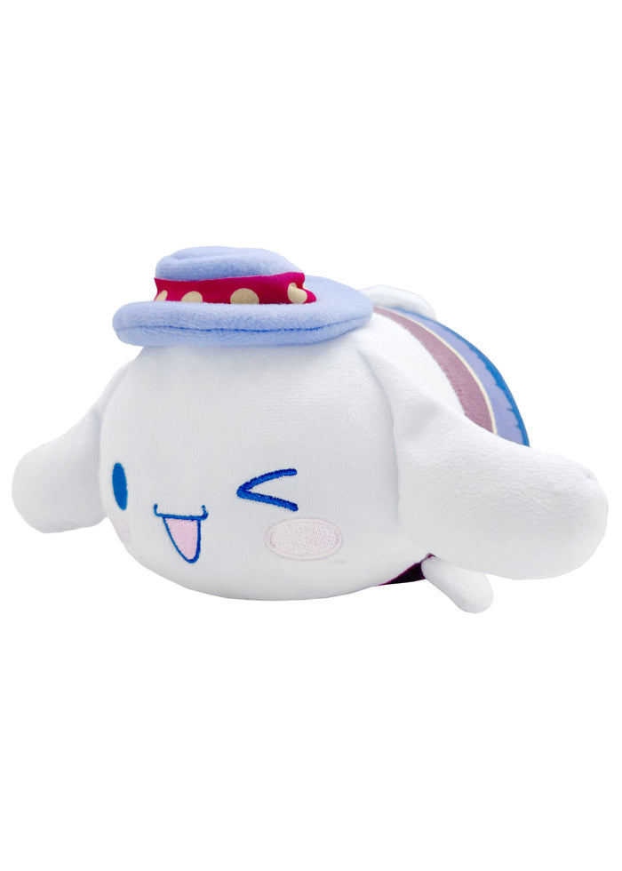 Sanrio Cinnamoroll Potekoro Mascot Western Plush Doll (M) in multi with Cinnamoroll in cowboy western costume on medium soft potekoro plush doll — front view