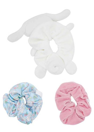 Bioworld Sanrio Cinnamoroll Scrunchies 3 Pack Set in white multi — back view