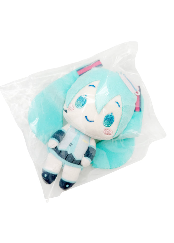 Sanrio Cinnamoroll x Hatsune Miku Osuwari Club Plush Mascot Blind Box in multi with surprise Cinnamoroll x Miku sitting club plush mascot — character detail view