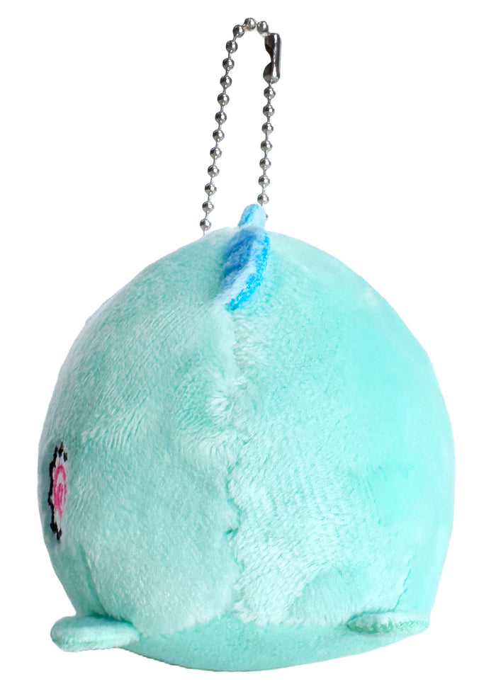 Sanrio Hangyodon Plush Mascot Keychain in blue with chibi Hangyodon plush on soft festival mascot keychain — back view