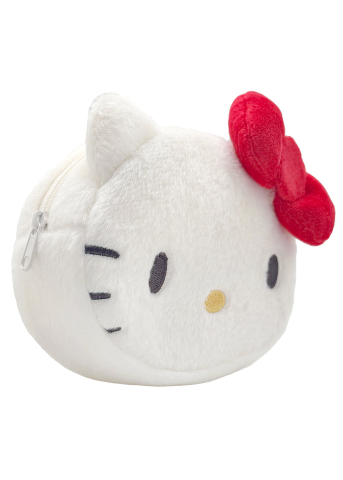 Sanrio Hello Kitty 70s Series Plush Red Cosmetic Bag in red with retro 70s Hello Kitty plush design on rave festival makeup bag — side view