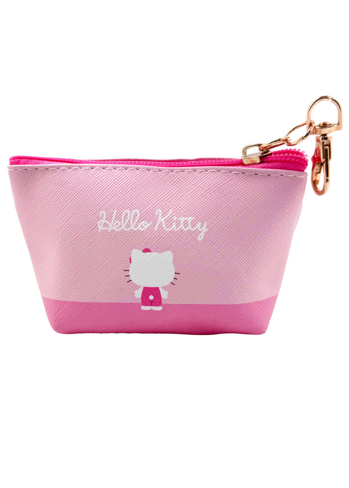 Sanrio Hello Kitty Big Face Mini Coin Pouch in pink with full-front Hello Kitty face on soft plush mini coin pouch — back view