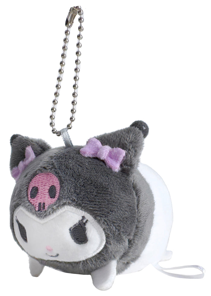 Sanrio Kuromi Plush Mascot Keychain in black with chibi Kuromi plush on soft festival mascot keychain — front view