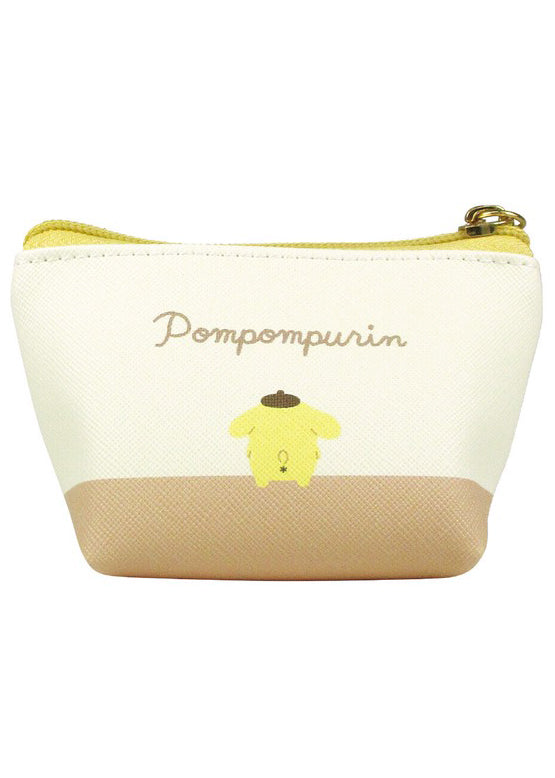 Sanrio Pompompurin Big Face Mini Coin Pouch in yellow with full-front Pompompurin face on soft plush mini coin pouch — back view
