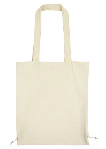 Sanrio Pompompurin Convertible Canvas Tote in yellow with Pompompurin print on 2-way convertible rave festival tote bag — back view