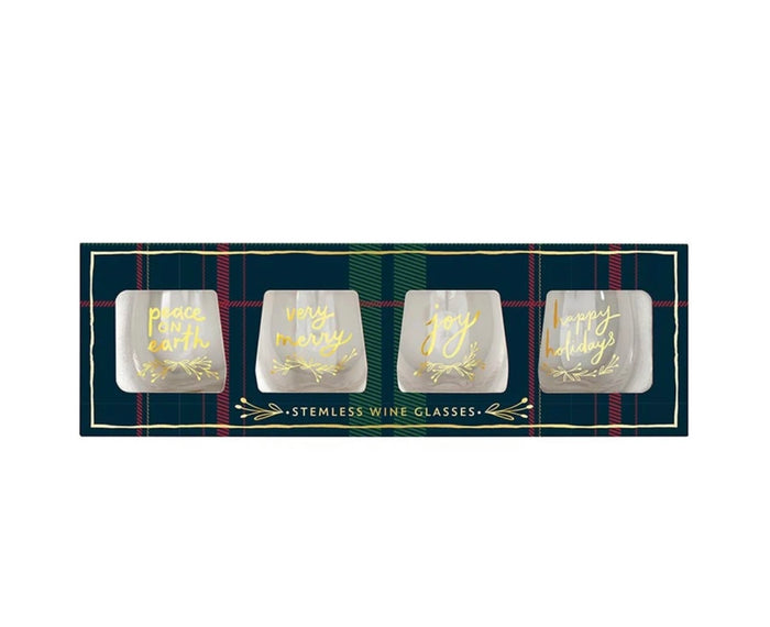 Santa Barbara Boxed Wine Glass Set Very Merry