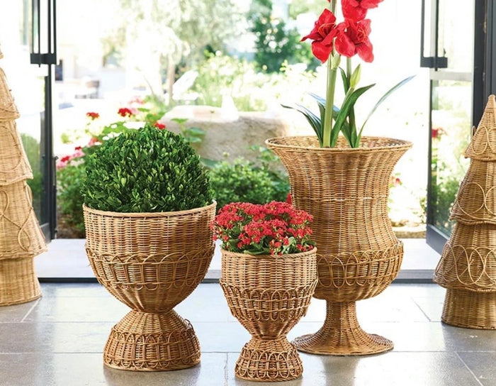 Santa Barbara Rattan Pedestal Basket Small