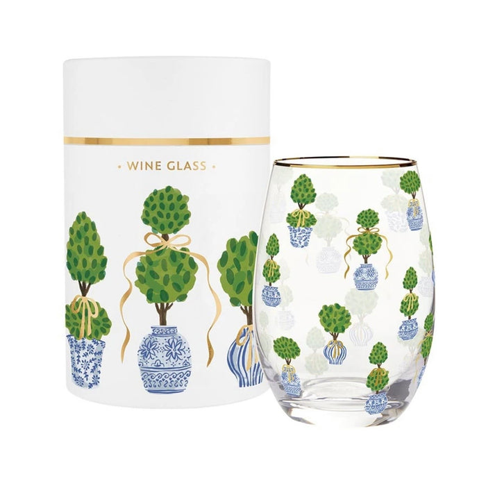 Santa Barbara Stemless Wine Glass Topiaries