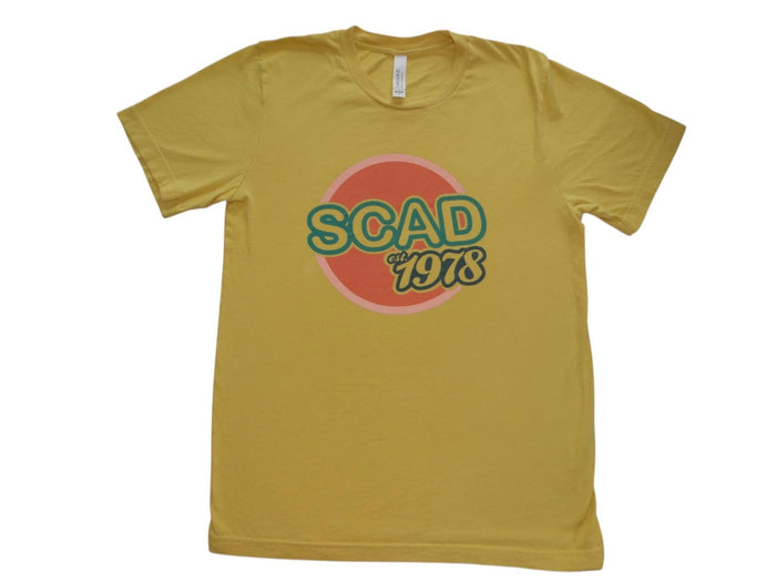 SCAD 1978 Graphic Tee   Vintage Inspired Yellow T Shirt0