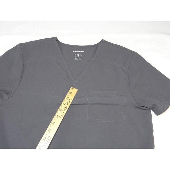 Scrubstar Mens V Neck Scrub Top Charcoal Gray Short Sleeve Chest Pocket 34205