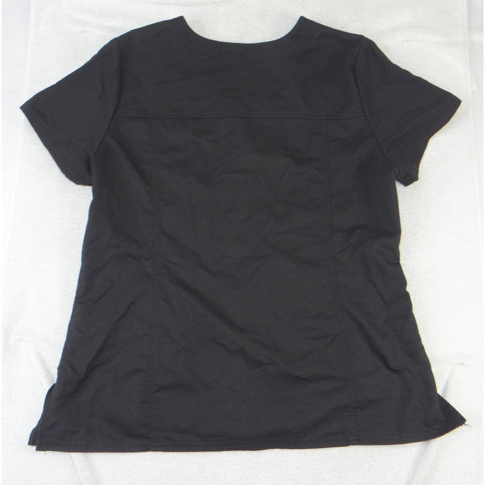 Scrubstar Premium Mock Wrap Scrub Top Womens Medium Black Pink V Neck Pockets1