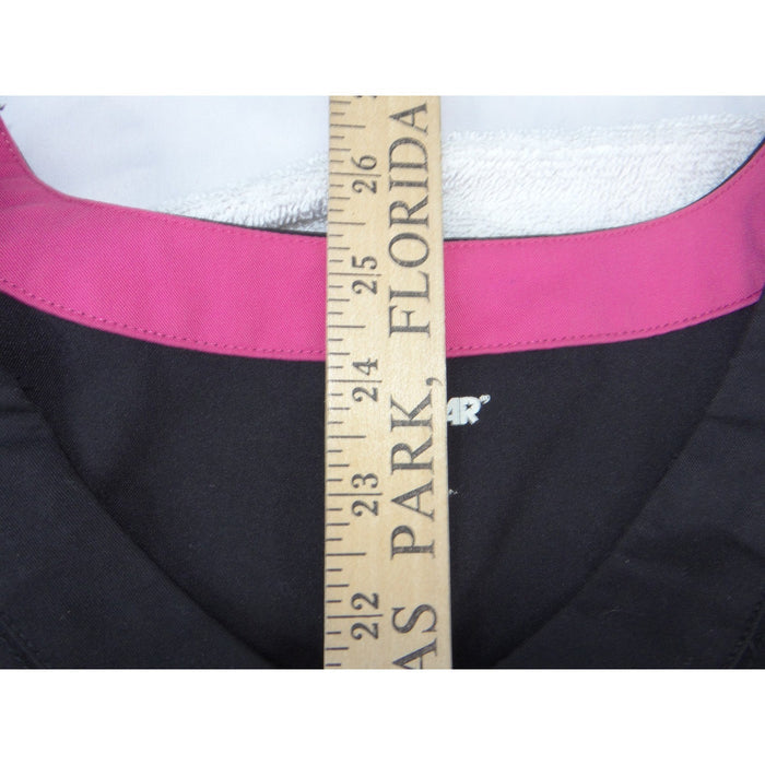 Scrubstar Premium Mock Wrap Scrub Top Womens Medium Black Pink V Neck Pockets4