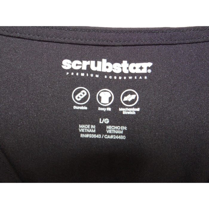 Scrubstar Premium Scrubwear Black V Neck Scrub Top Large Mechanical Stretch 36442