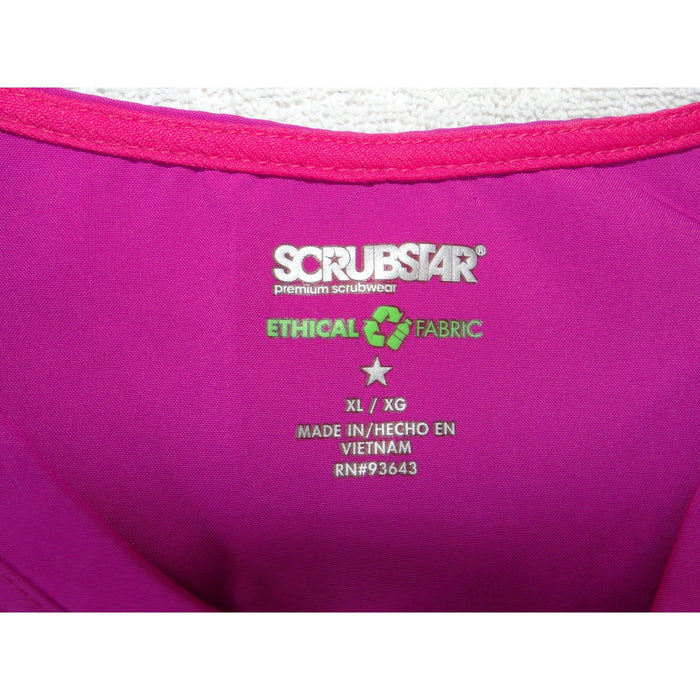 Scrubstar Premium Scrubwear Magenta Pink V Neck Scrub Top XL Ethical Fabric2