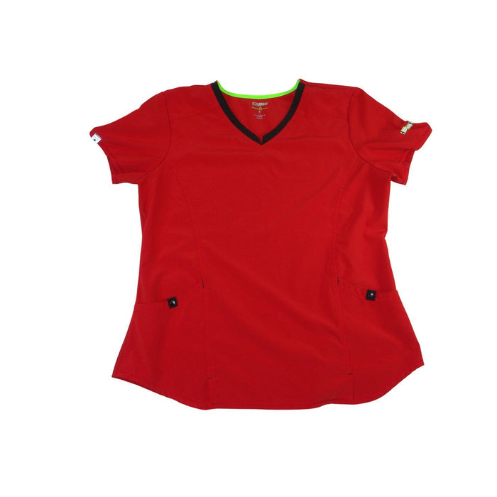 Scrubstar Premium Scrubwear Red V Neck Medical Scrub Top Womens Large 36390