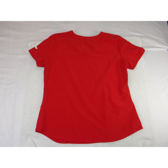 Scrubstar Premium Scrubwear Red V Neck Medical Scrub Top Womens Large 36391