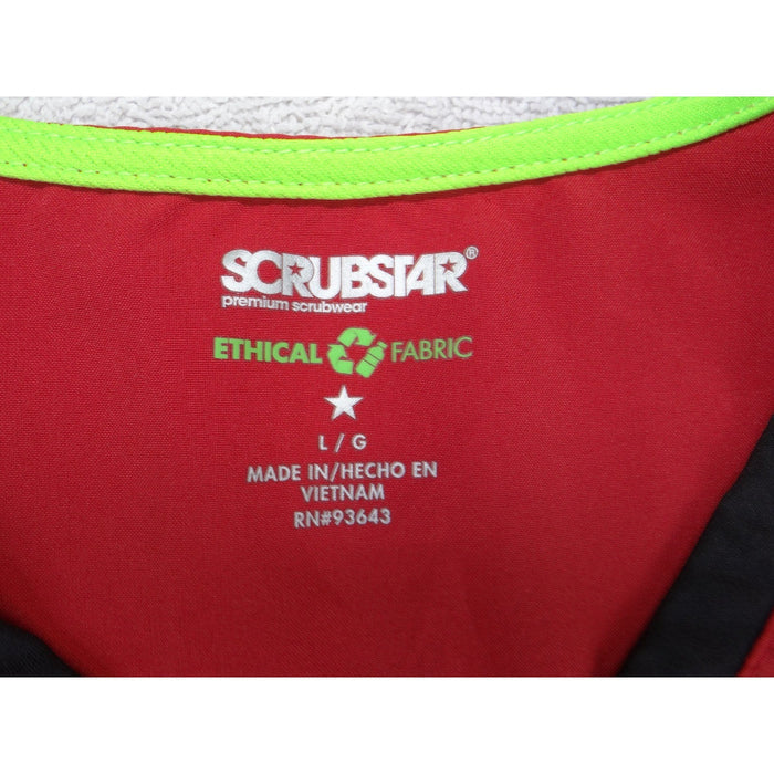 Scrubstar Premium Scrubwear Red V Neck Medical Scrub Top Womens Large 36392
