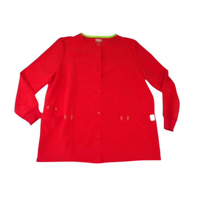 Scrubstar Red Snap Front Scrub Jacket XL Long Sleeve Ethical Fabric Warm Up0