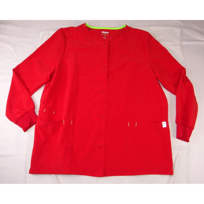 Scrubstar Red Snap Front Scrub Jacket XL Long Sleeve Ethical Fabric Warm Up1