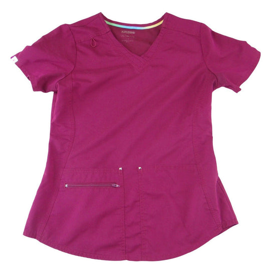 Scrubstar Ultimate Magenta Purple V Neck Scrub Top Womens Small Zipper Pocket0
