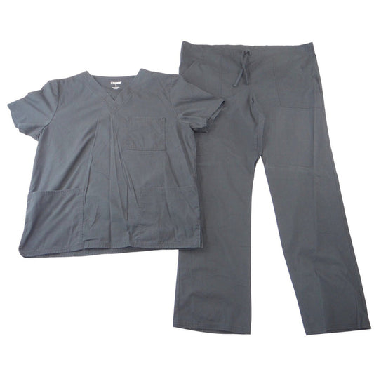Scrubstar Womens Black Medical Scrub Set V Neck Top Cargo Pants WM00B068 Size M0