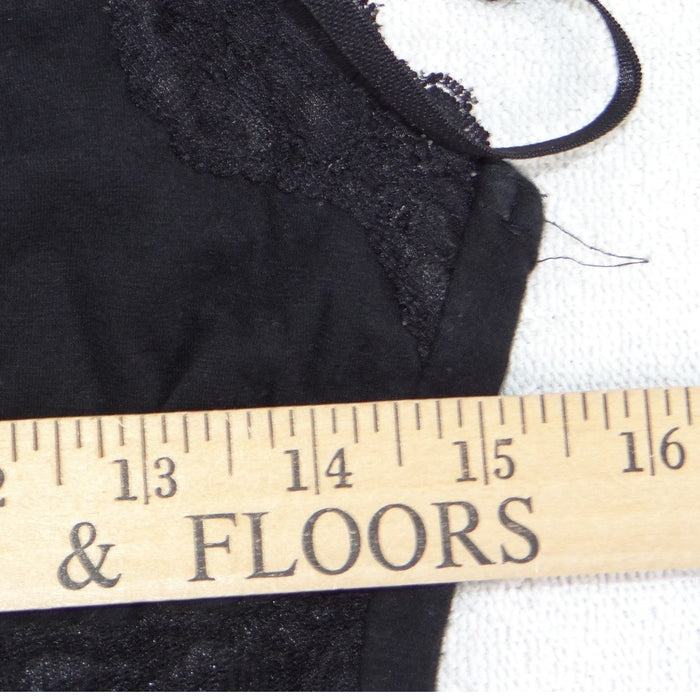 Self Esteem Womens Black Lace Trim Camisole V Neck Adjustable Straps Tank Top L4