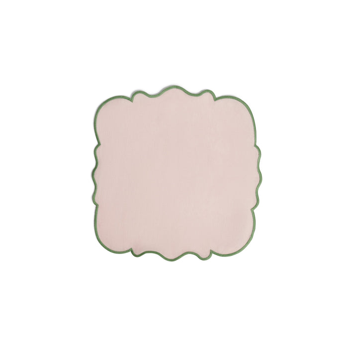 SET 2 NAPKIN PINK 45X45 GREEN RIM