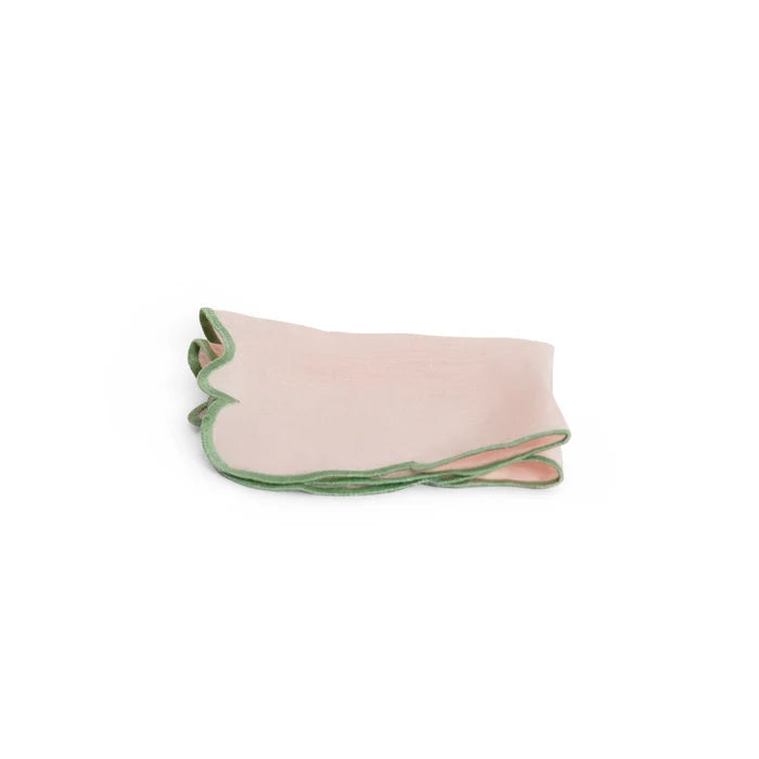 SET 2 NAPKIN PINK 45X45 GREEN RIM